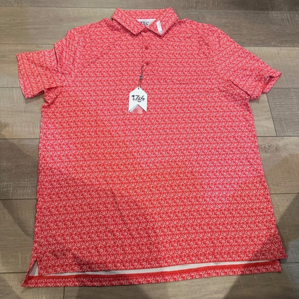 1764 MENS SIGNATURE RED GEAR UP BICYCLE PRINT SHIRT POLO DRI FIT NEW XL